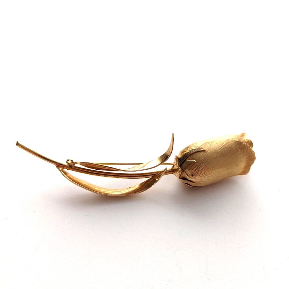 Vintage Giovanni Signed Large Gold Tone Rose Dimensional 3D Romantic Brooch